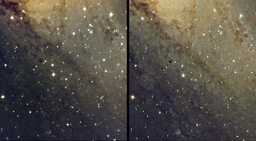 M31 - Detail: Vergleich 5 Zoll - 24 Zoll